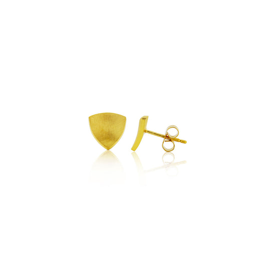 Kate Phipps Jewellery Trillion stud earrings medium 22 carat yellow gold plated silver