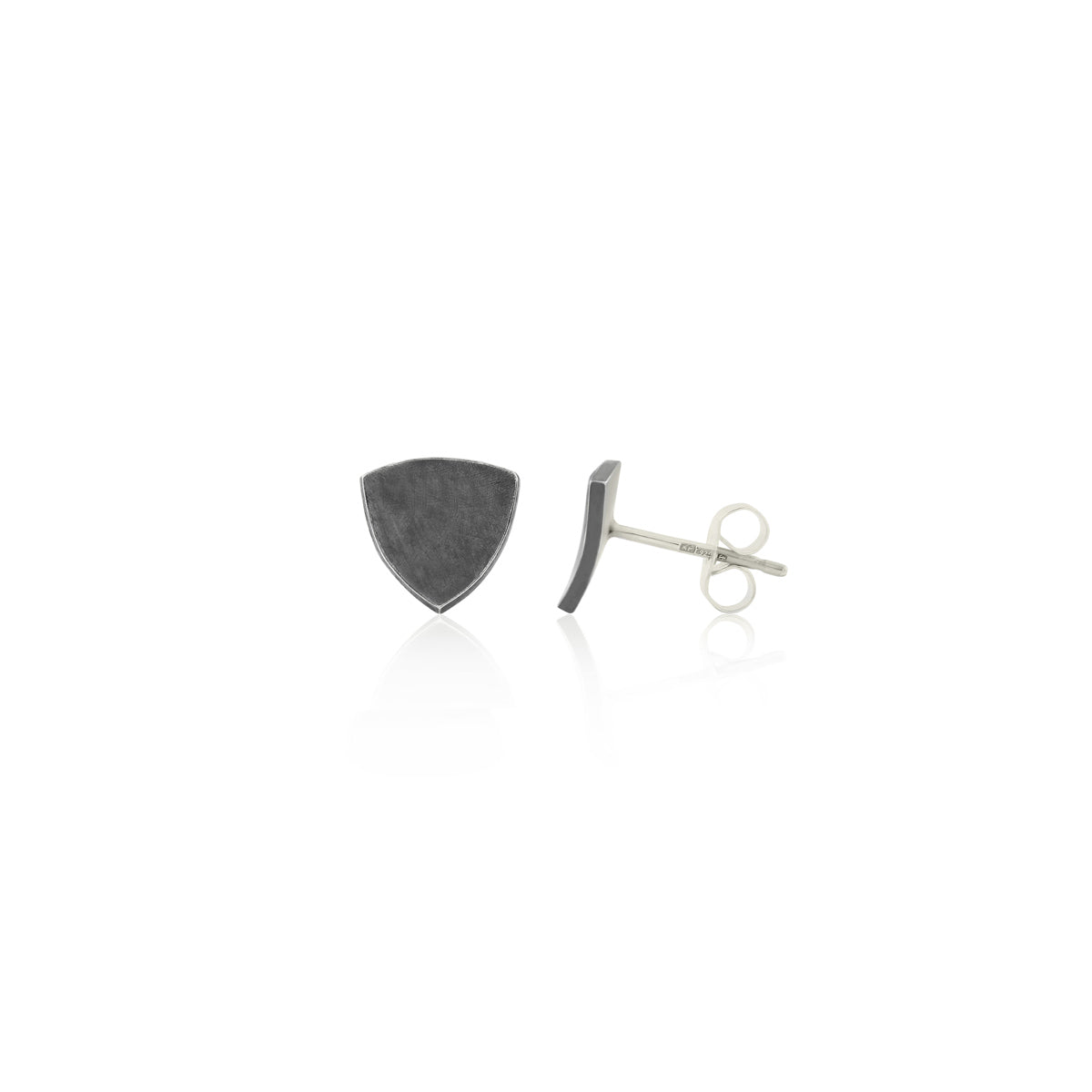 Kate Phipps Jewellery Trillion stud earrings medium oxidised silver