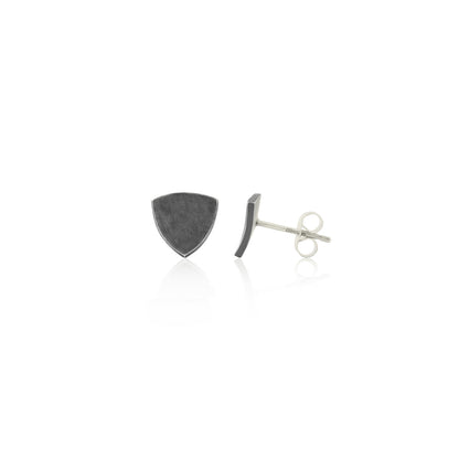 Kate Phipps Jewellery Trillion stud earrings medium oxidised silver