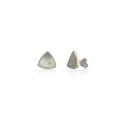 Kate Phipps Jewellery Trillion stud earrings medium silver and diamond