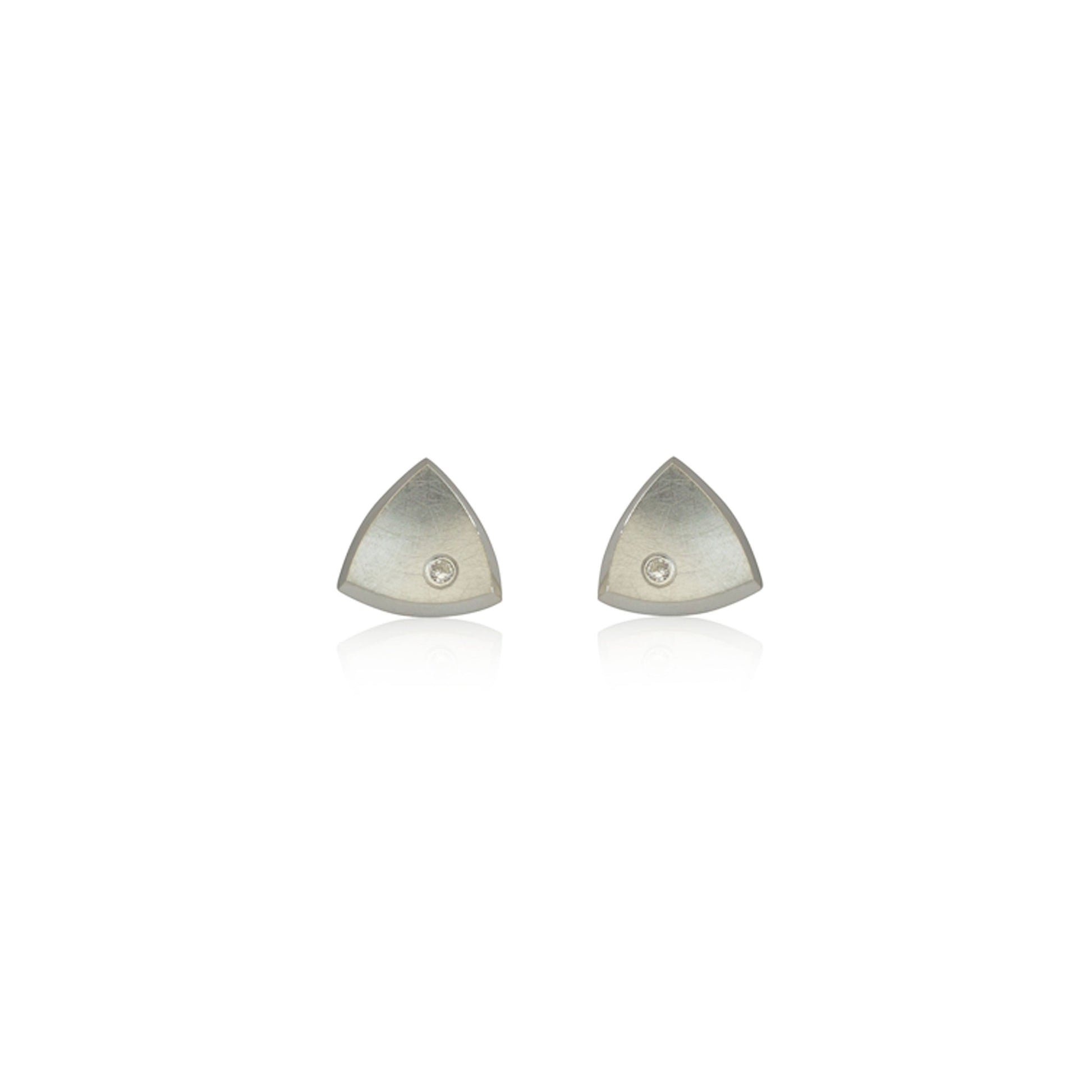 Kate Phipps Jewellery Trillion stud earrings medium silver and diamond front on
