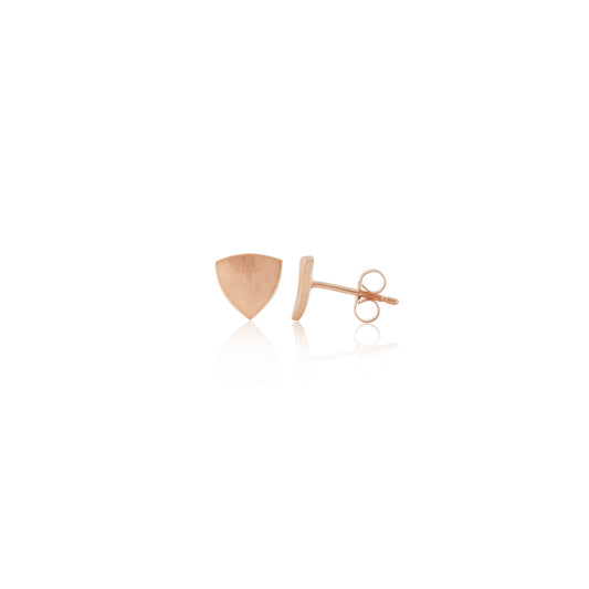 Kate Phipps Jewellery Trillion stud earrings small 18 carat rose gold plated silver