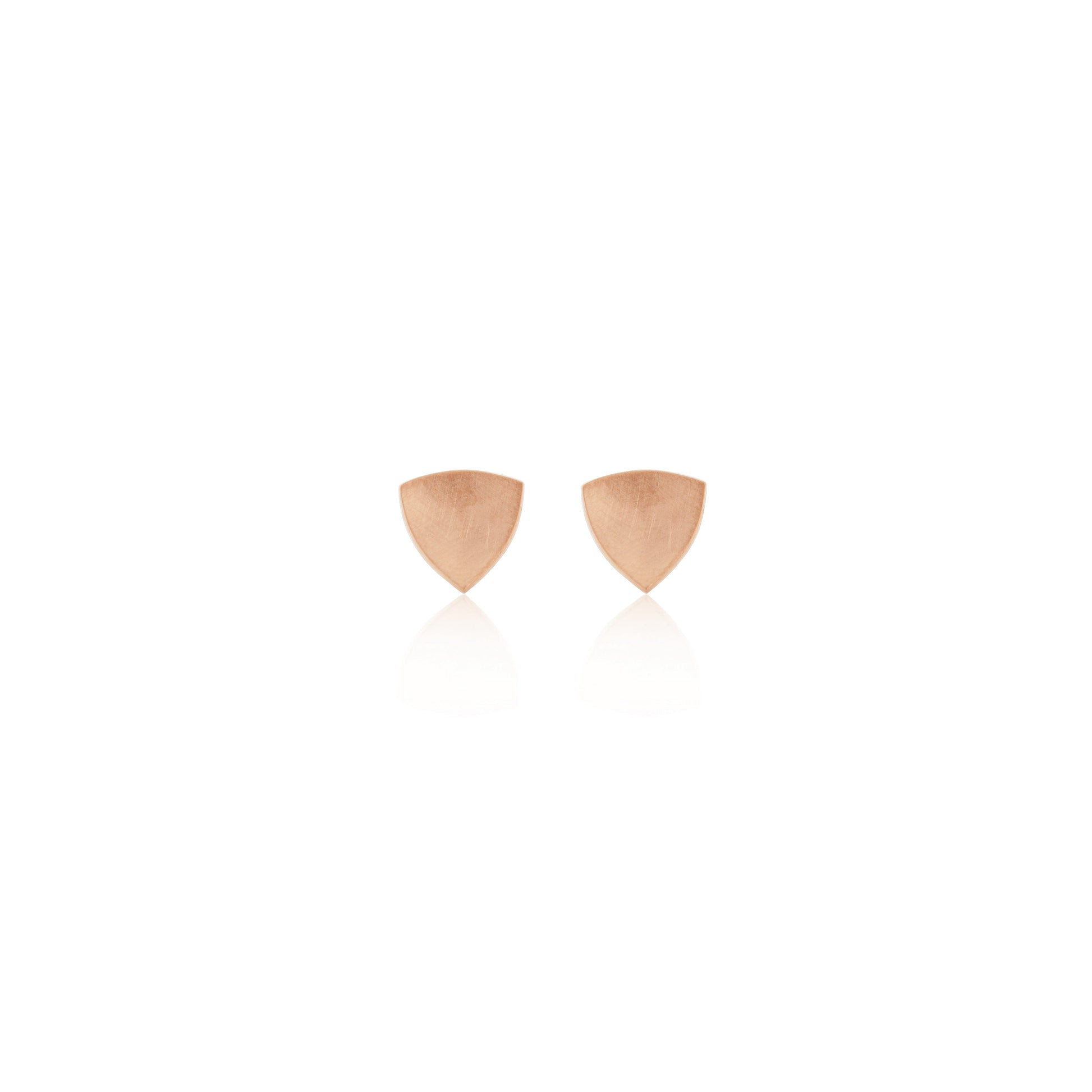 Kate Phipps Jewellery Trillion stud earrings small 18 carat rose gold plated silver front on