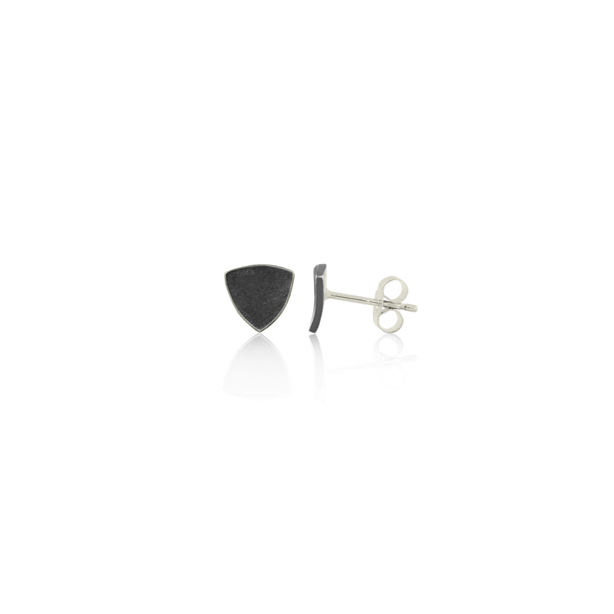 Kate Phipps Jewellery Trillion stud earrings small oxidised silver