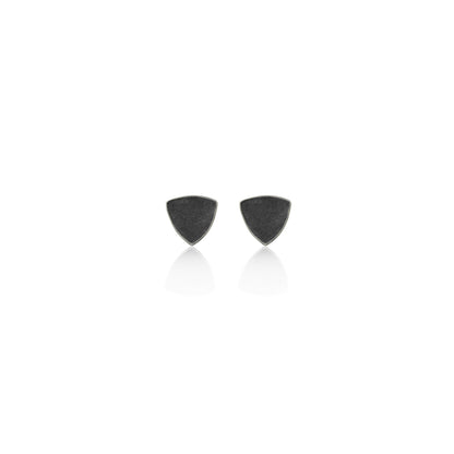 Kate Phipps Jewellery Trillion stud earrings small oxidised silver front