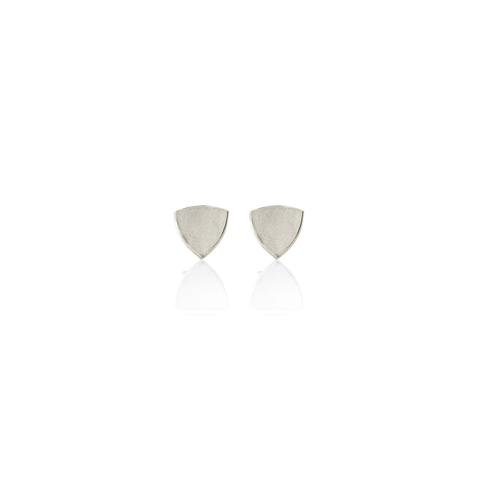 Kate Phipps Jewellery Trillion stud earrings small silver front on